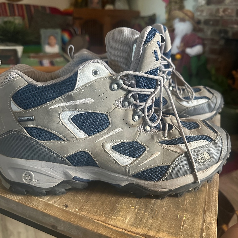 Men's Gray and Blue Hiking Sneakers